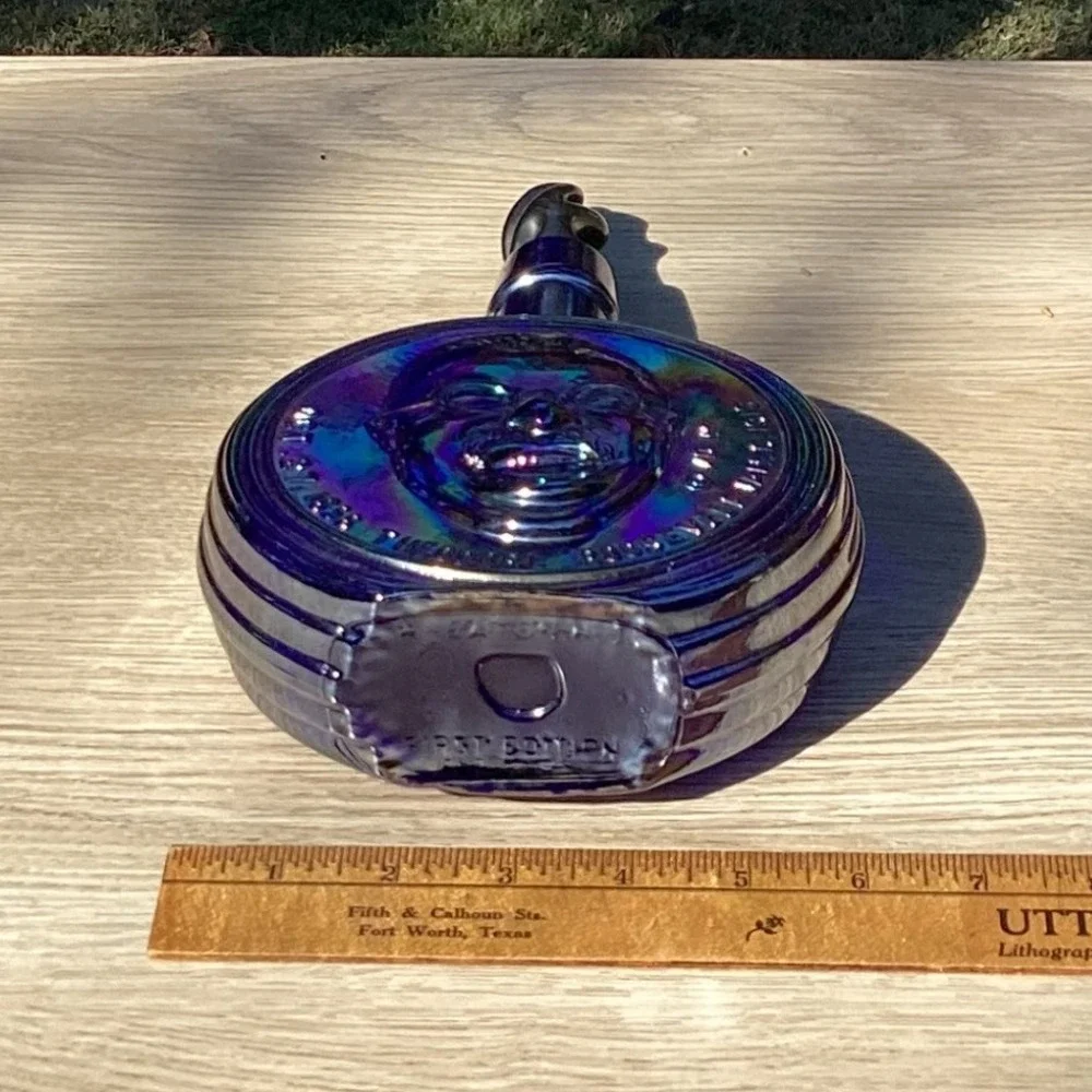 Theodore Roosevelt‎ Commemorative Blue Iridescent Glass Decanter 26th President